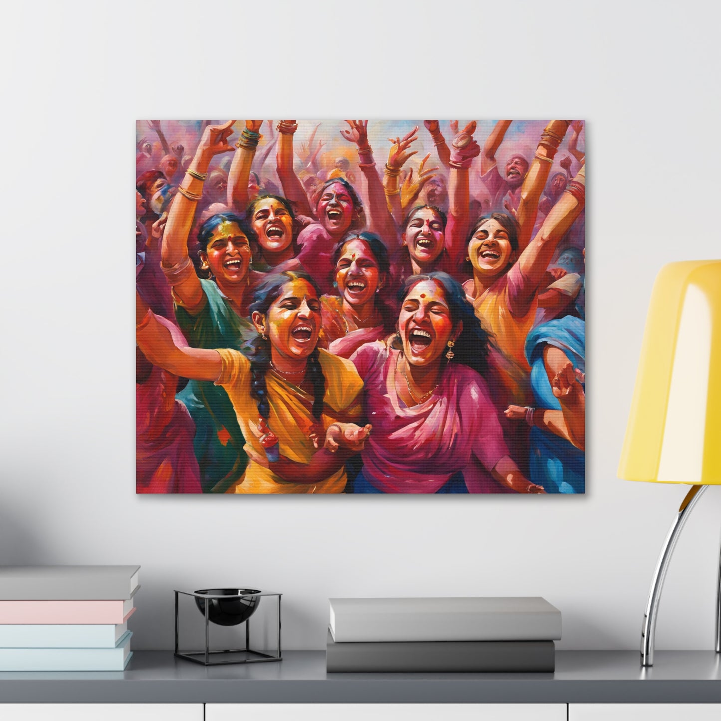 Vibrant Canvas Gallery Wrap - Joyful Celebration Holi Artwork