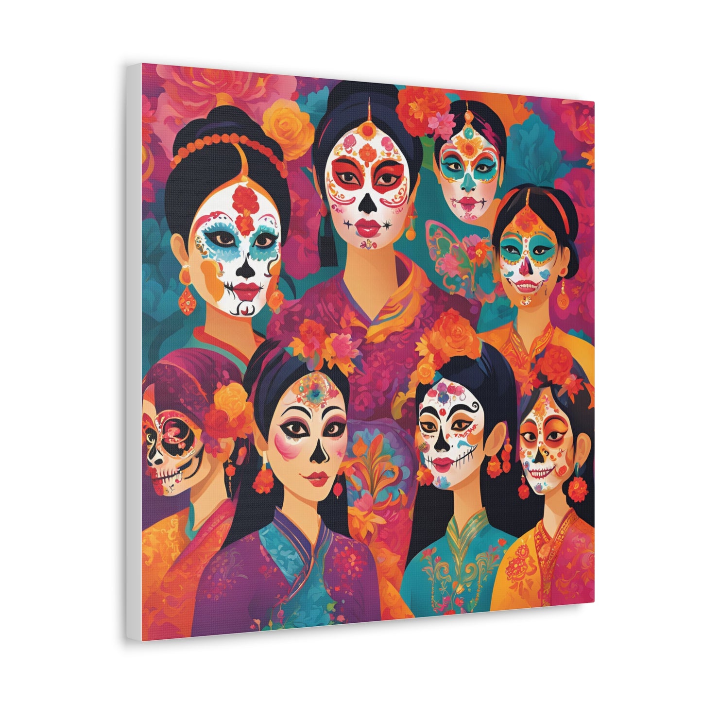 Vibrant Day of the Dead Canvas Gallery Wraps - Celebrating Life and Heritage