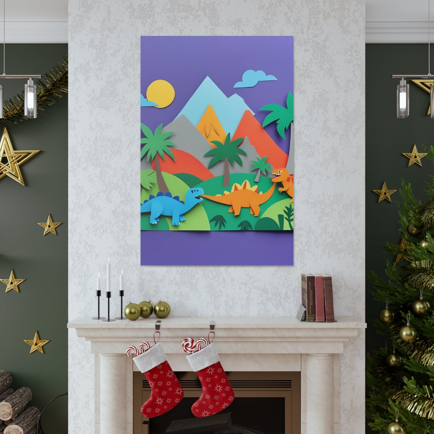 Dinosaur Adventure Canvas Gallery Wraps - Colorful 3D Wall Art for Kids' Rooms