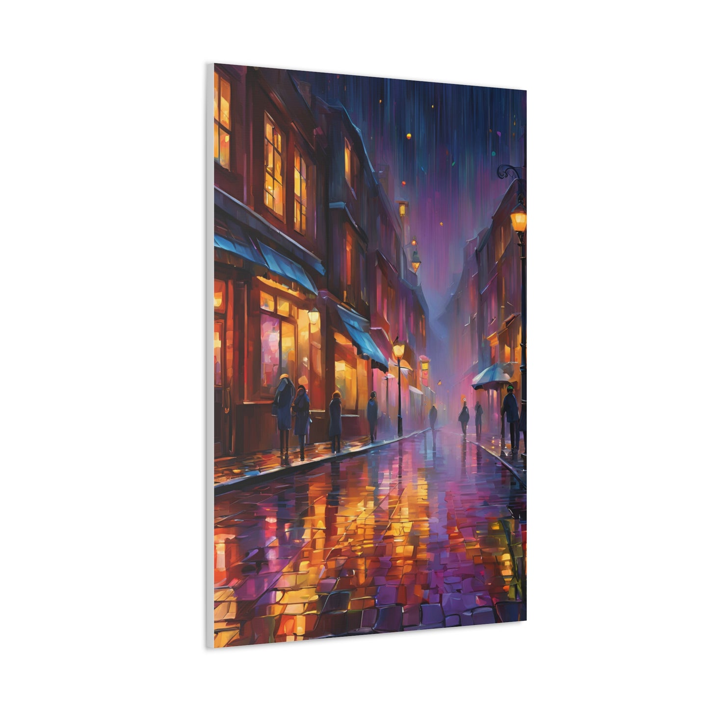 A Rainy Evening in the City Canvas Gallery Wraps - Urban Nightscape Art