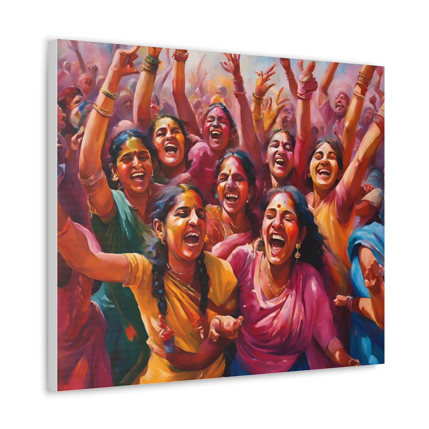 Vibrant Canvas Gallery Wrap - Joyful Celebration Holi Artwork