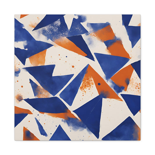 Geometric Art Canvas - Modern Blue and Orange Abstract Wall Decor for Contemporary Spaces