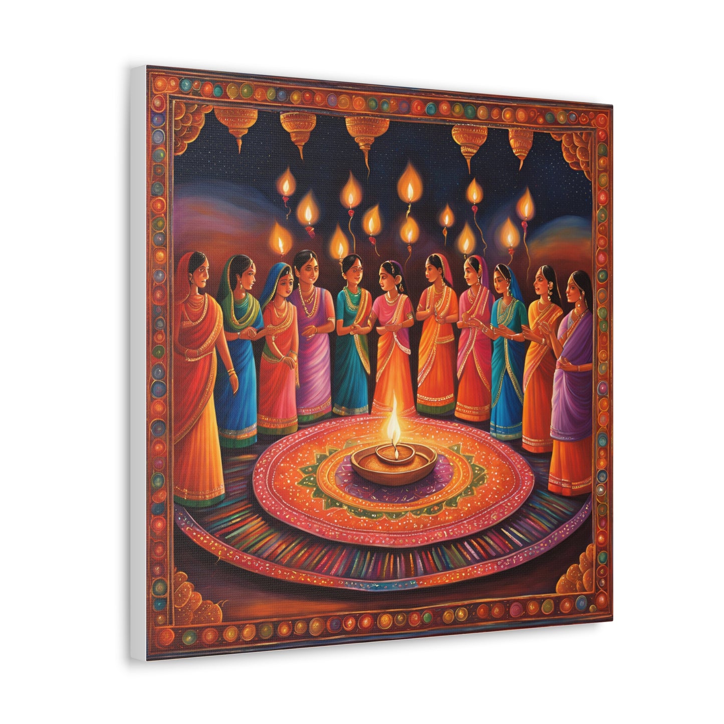 Diwali Celebration Canvas Gallery Wrap - Colorful Art of Tradition and Light