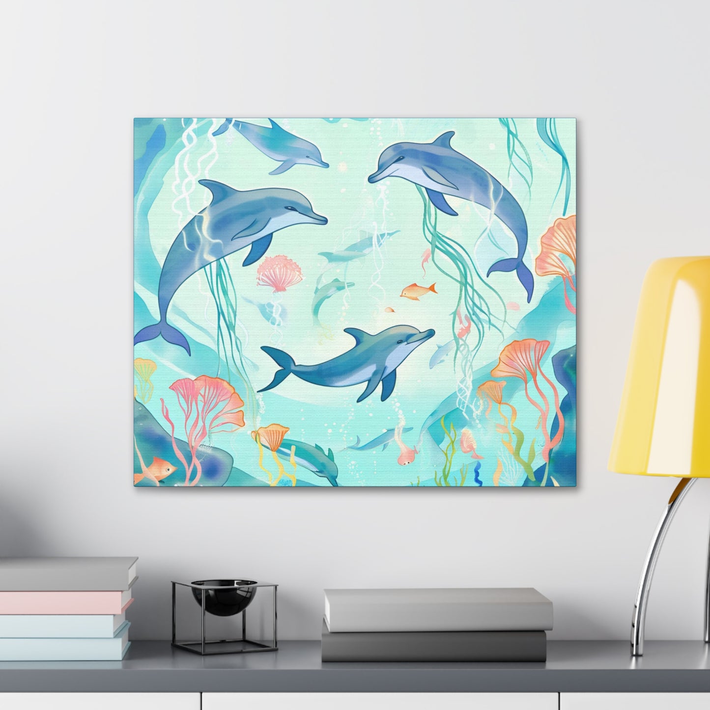 Dolphin Canvas Gallery Wrap - Ocean Art Decor for For Kids