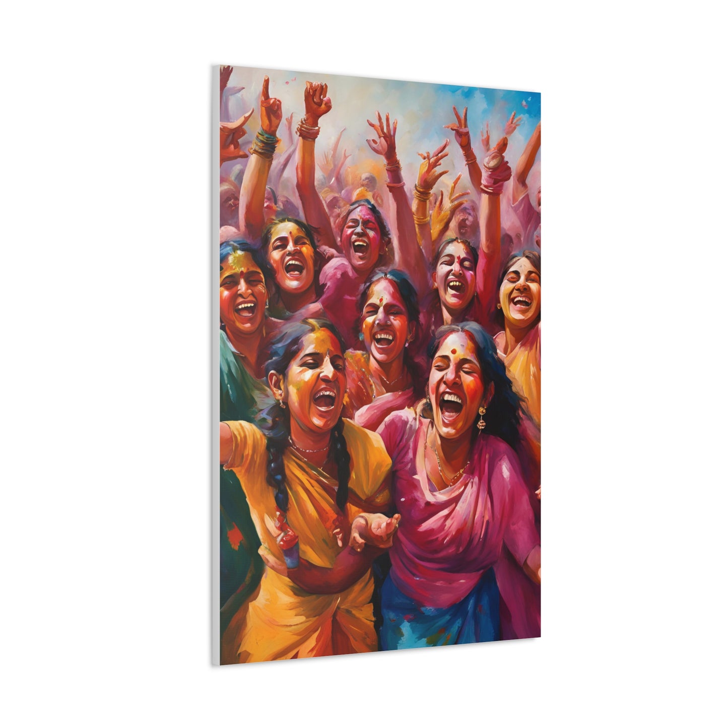 Vibrant Canvas Gallery Wrap - Joyful Celebration Holi Artwork