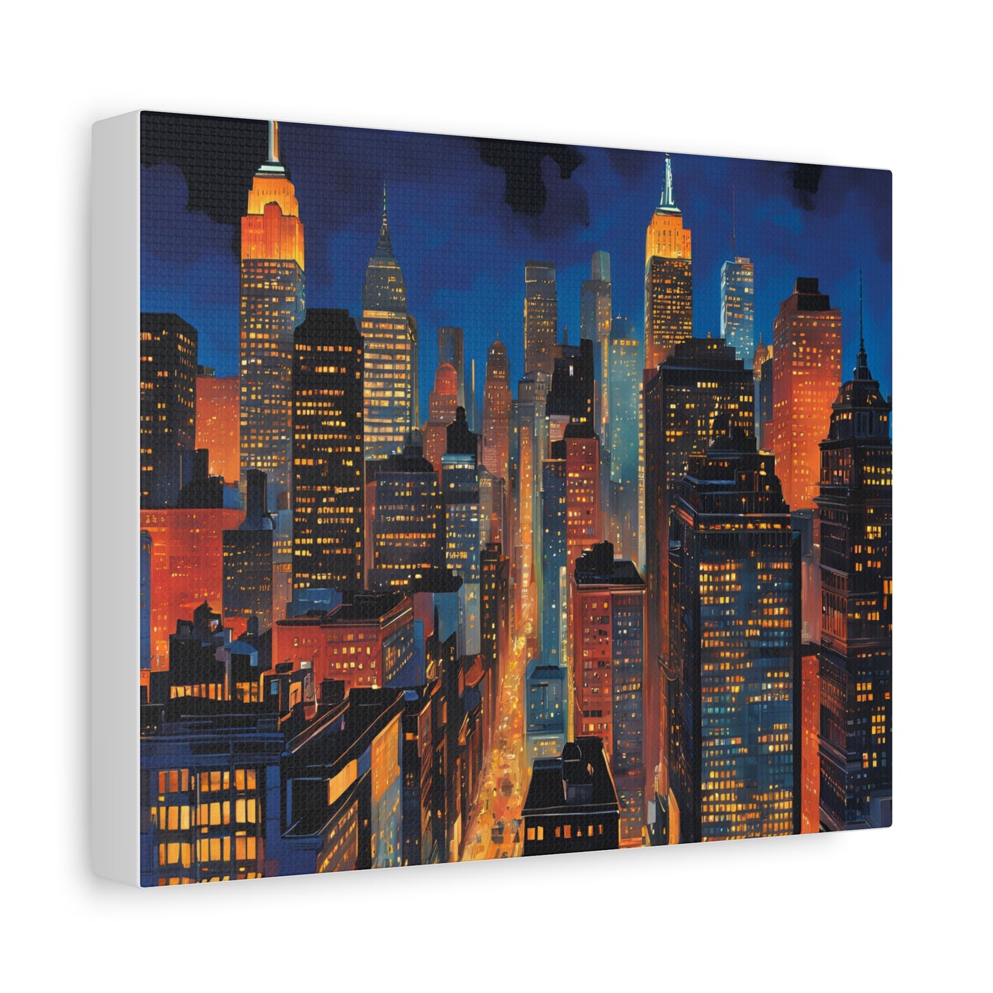 New York City Nightscape Matte Canvas Print – Stunning Skyline Art for Home & Office