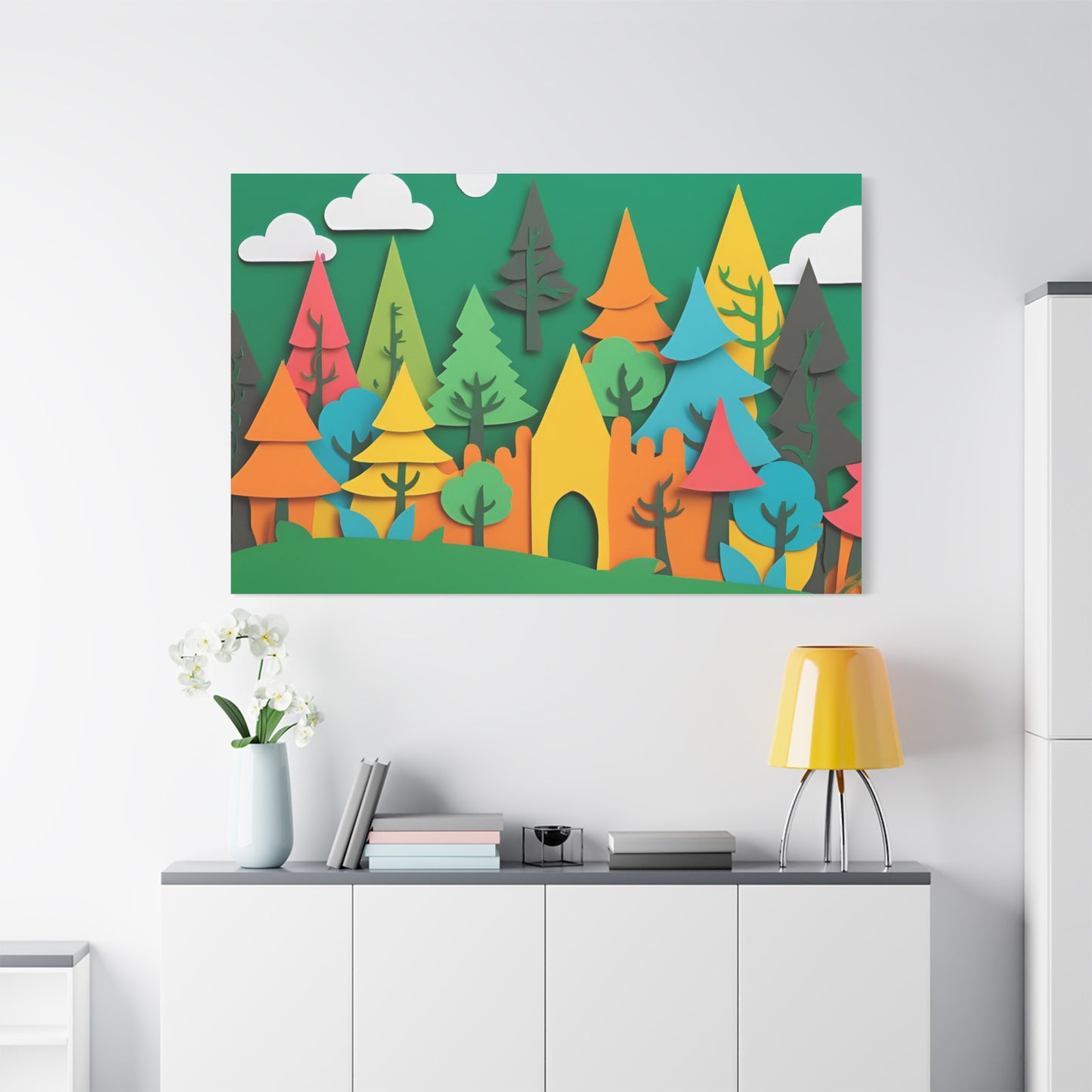 Vibrant Forest Castle Canvas Art