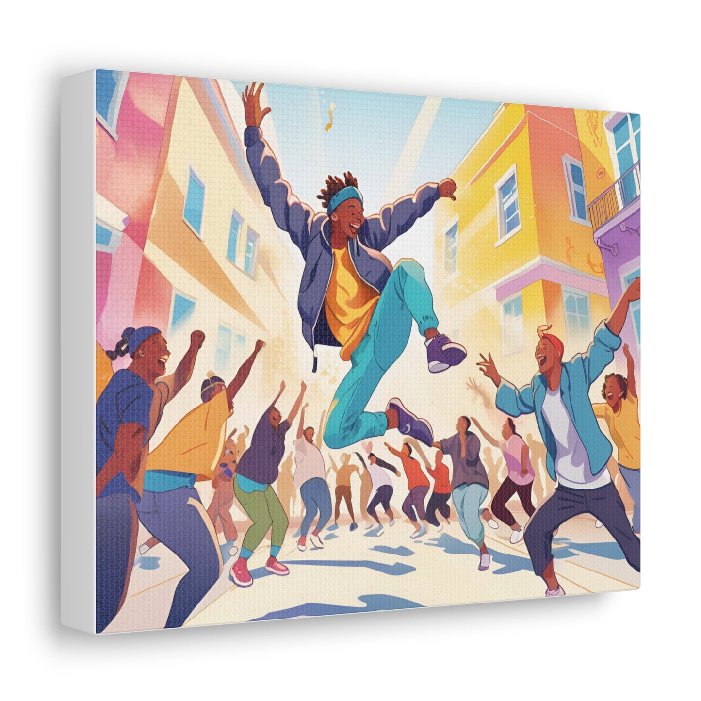 Vibrant Street Performer Celebration Canvas Gallery Wrap