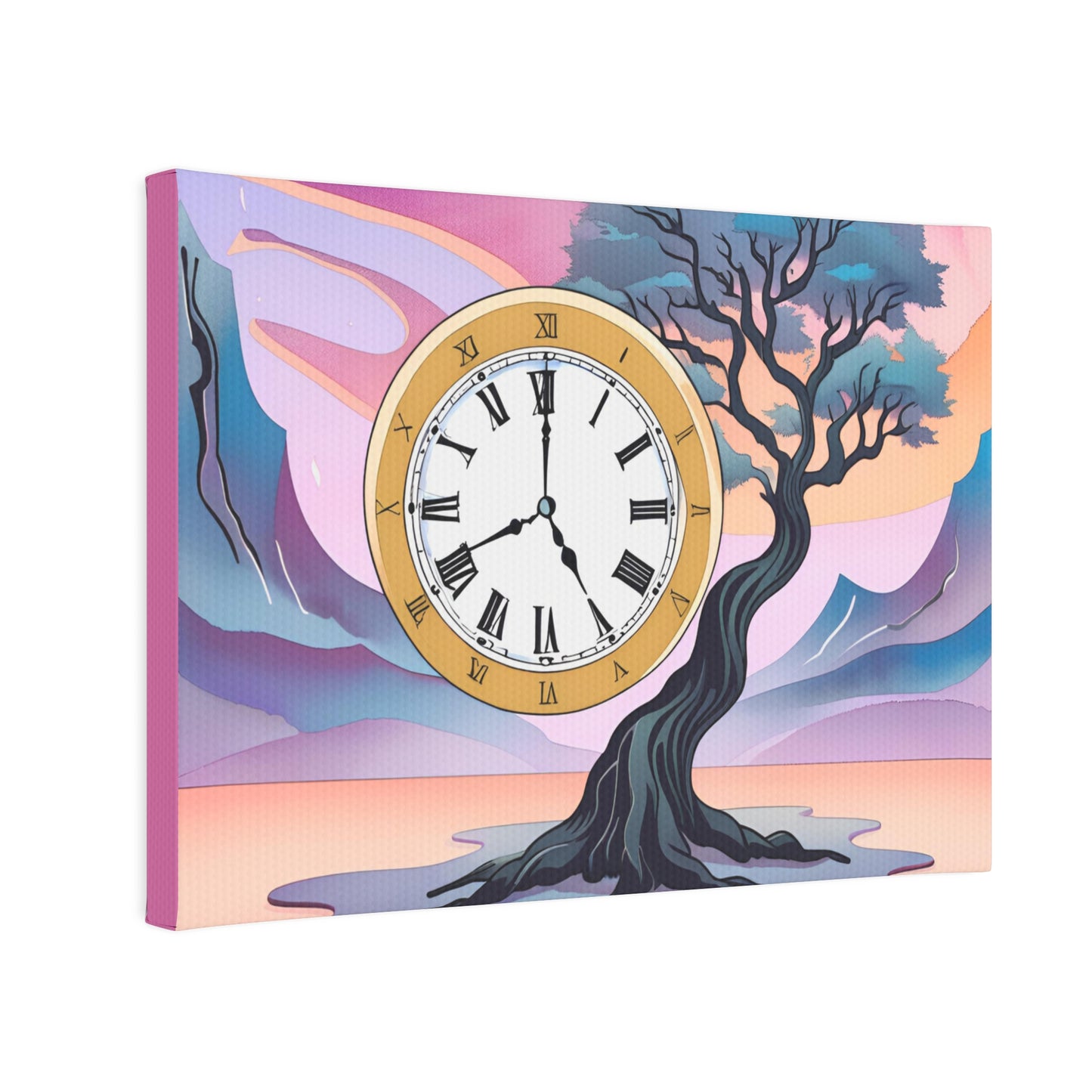 Wall Clock - Artistic Tree Canvas Photo Tile with Roman Numerals - Home Décor