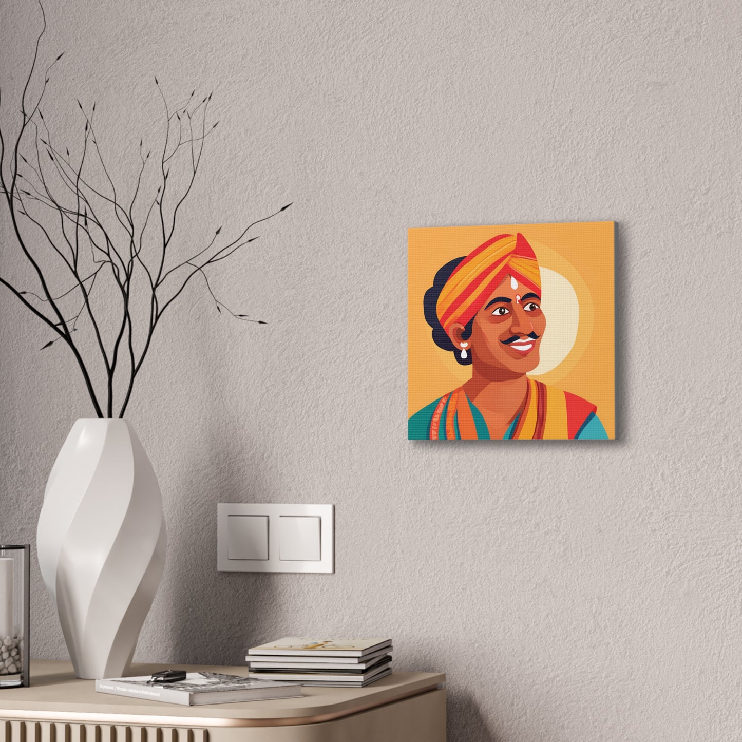 Vibrant Canvas Art Print - Traditional Indian Portrait