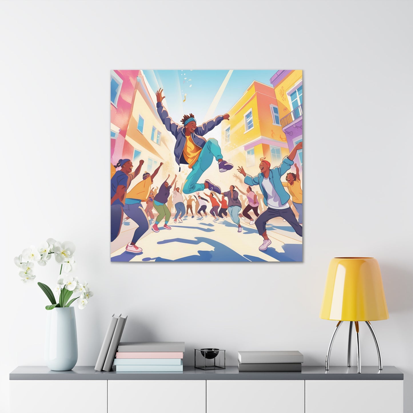 Vibrant Street Performer Celebration Canvas Gallery Wrap