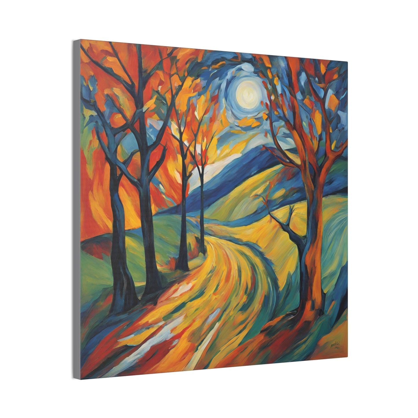 Vibrant Expressionism Art Canvas - Colorful Autumn Trees Wall Decor