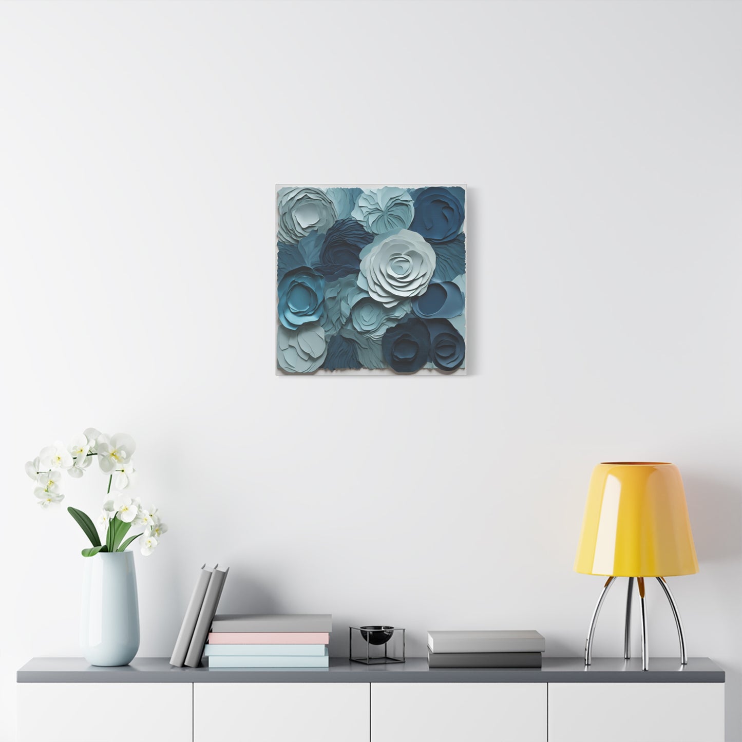 Elegant Blue Floral Canvas Print - Stretched Wall Art for Home Decor