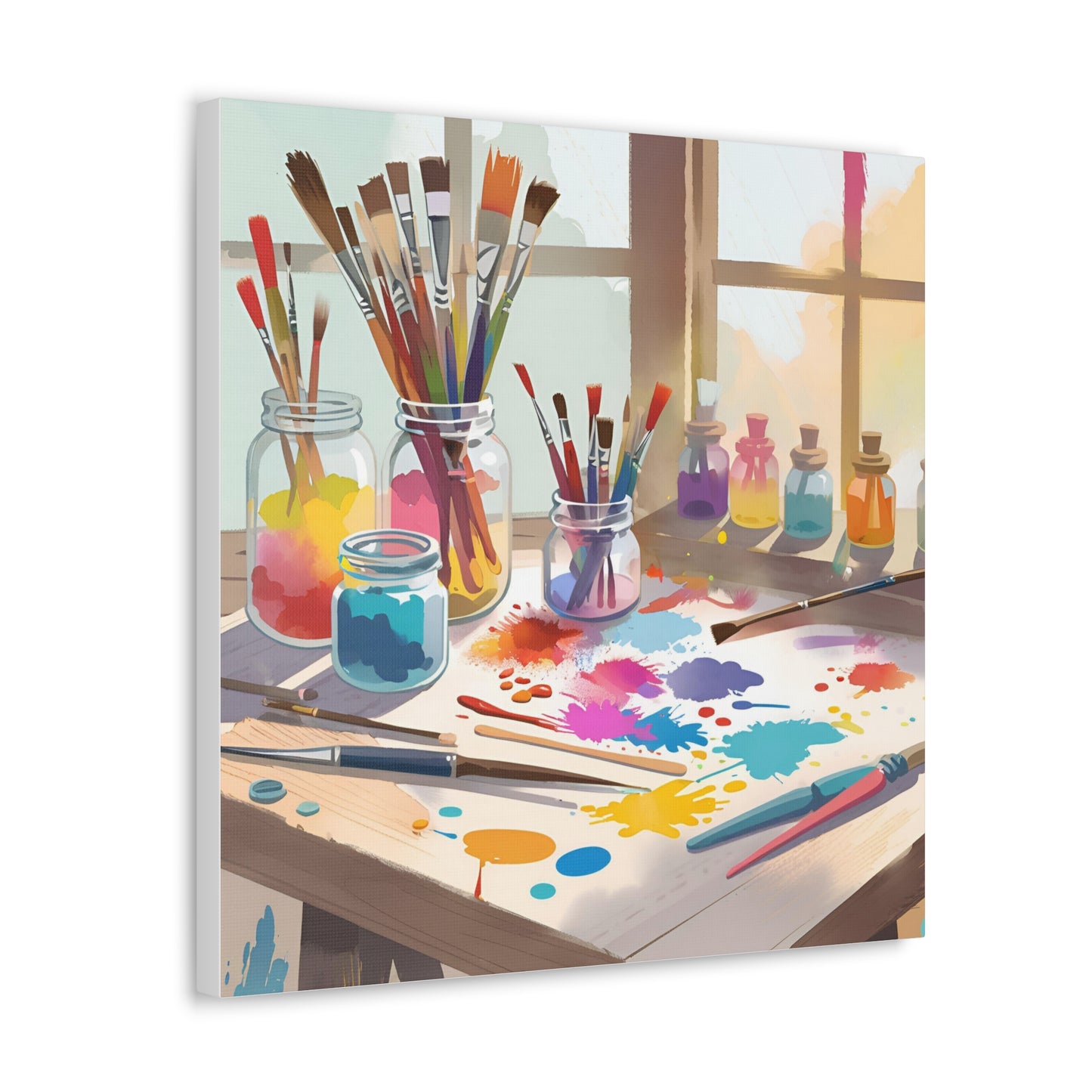 Artistic Canvas Gallery Wraps - Colorful Paint Palette Design for Creative Spaces