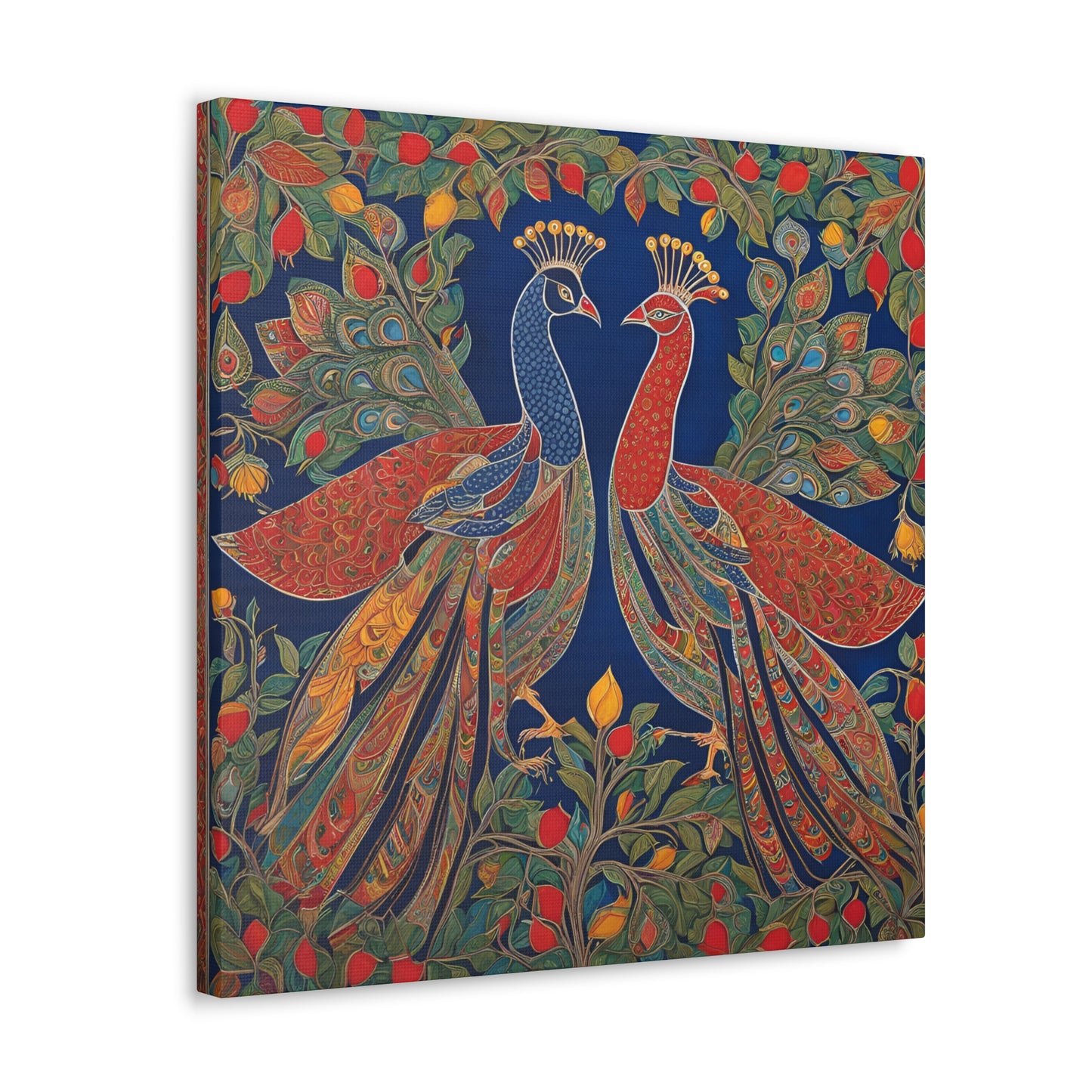 Peacock Love Canvas Gallery Wraps - Vibrant Wall Art for Home Décor Madhubani Art