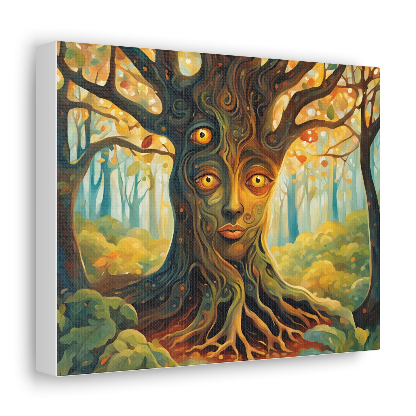 A mysterious tree with blinking eyes hidden in its bark - Nature-Inspired Wall Art for Home Decor