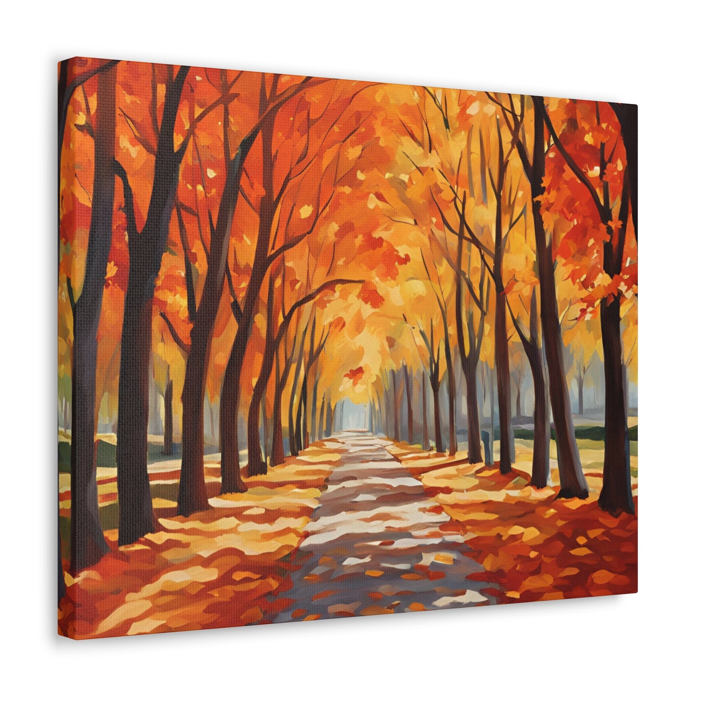 Canvas Wall Art - Autumn Path Canvas Gallery Wrap - Vibrant Fall Landscape Decor