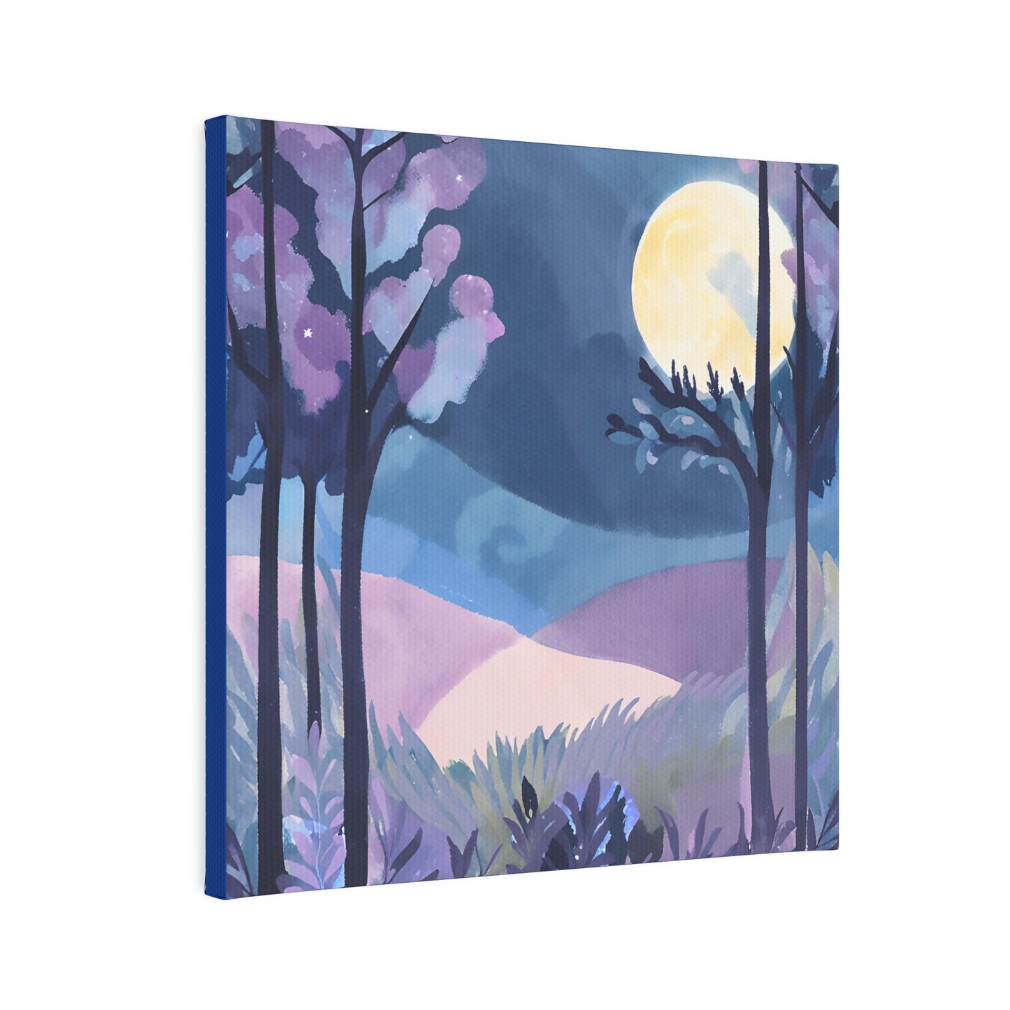 Serene Moonlit Landscape Canvas Photo Tile - Home Decor Art for Nature Lovers