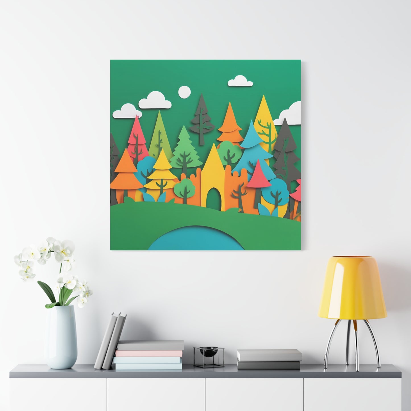 Vibrant Forest Castle Canvas Art