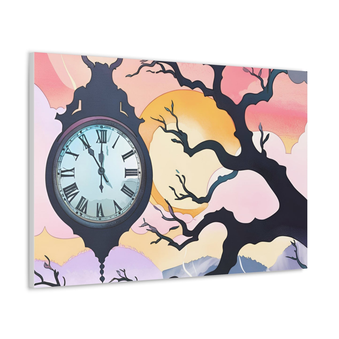 Dreamy Expressionism Canvas Gallery Wraps with Vintage Clock Design