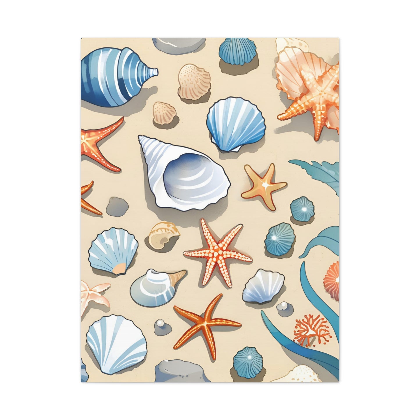 Coastal Seashell Canvas Gallery Wrap - Nautical Wall Art for Beach Lovers