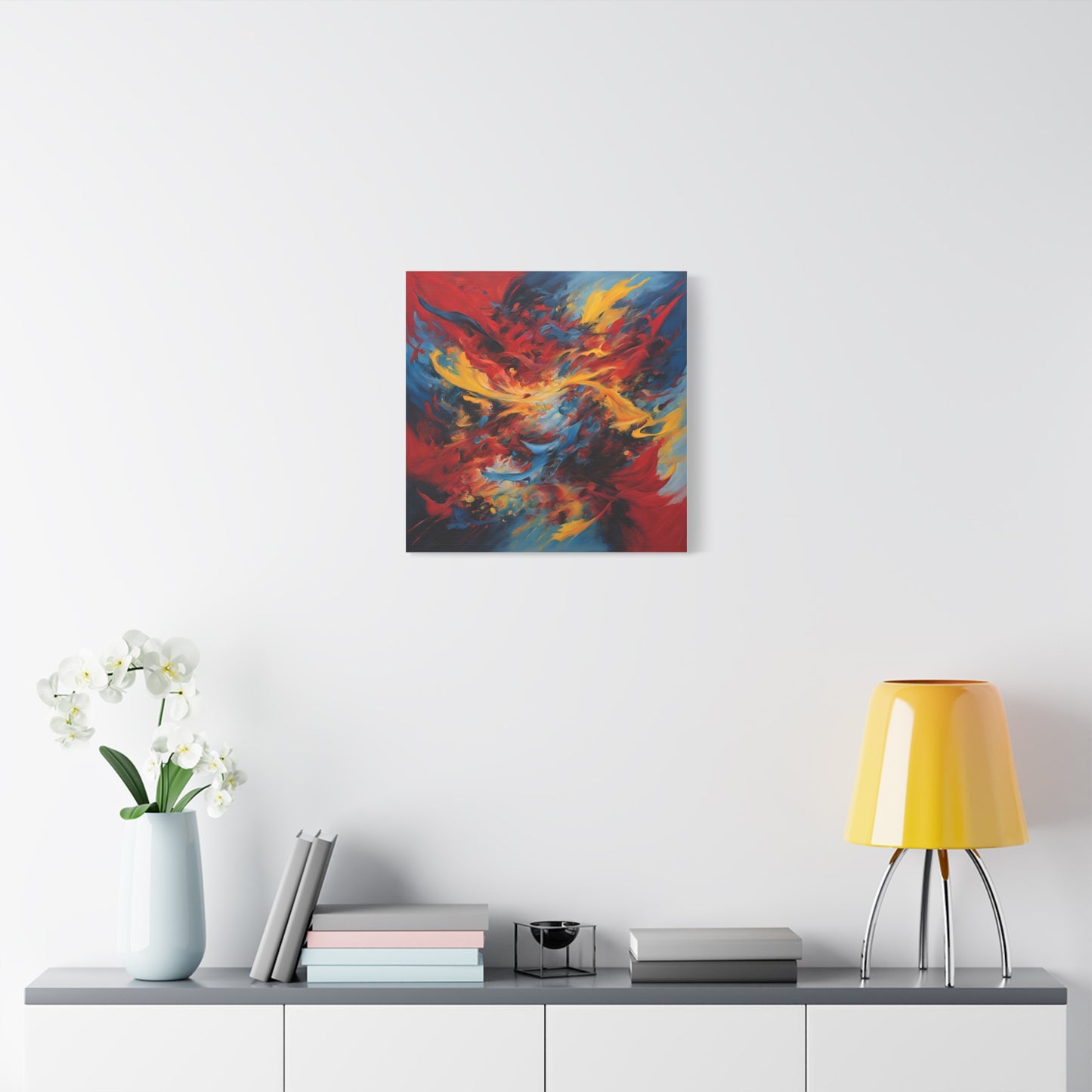 Vibrant Abstract Canvas Wall Art - Colorful Flame Design