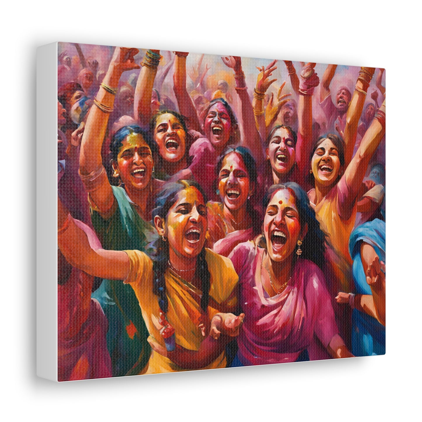 Vibrant Canvas Gallery Wrap - Joyful Celebration Holi Artwork