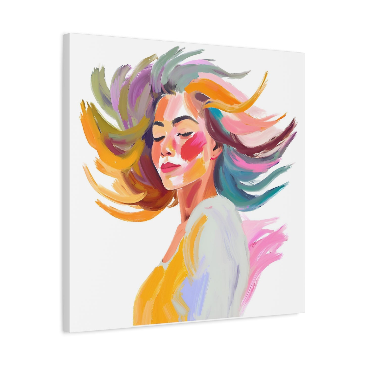 Colorful Abstract Canvas Wall Art - Feminine Beauty Design