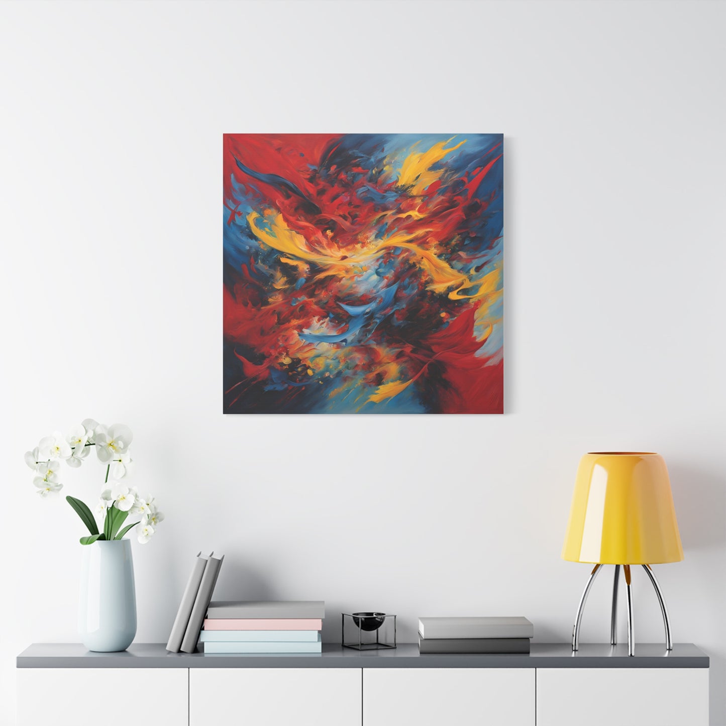 Vibrant Abstract Canvas Wall Art - Colorful Flame Design