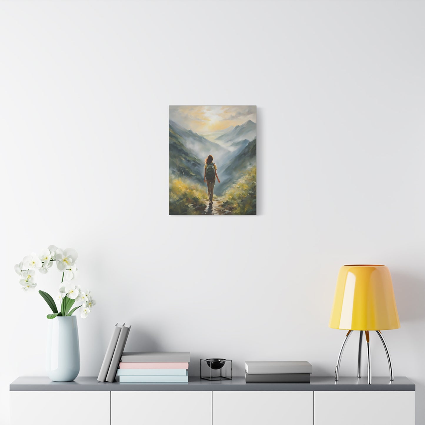 Inspirational Landscape Canvas Art - Dreamy Hiking Scene for Home Decor