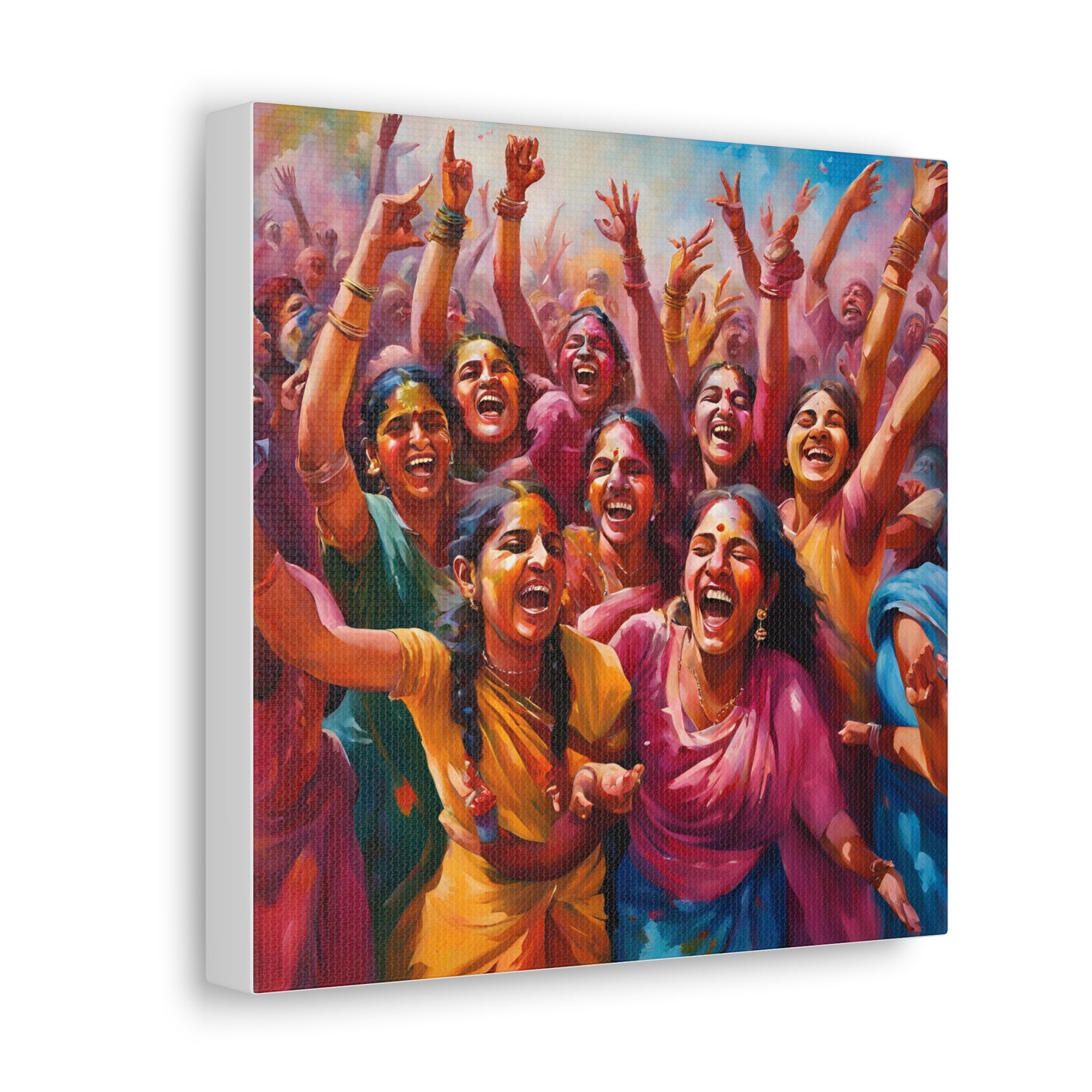 Vibrant Canvas Gallery Wrap - Joyful Celebration Holi Artwork