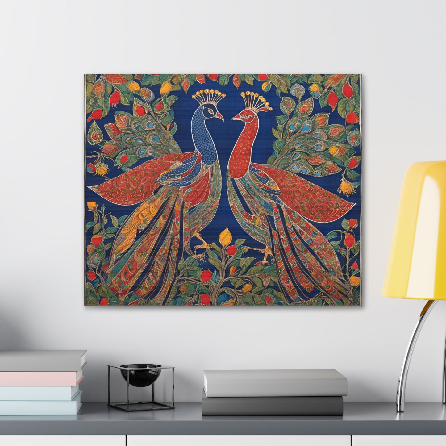 Peacock Love Canvas Gallery Wraps - Vibrant Wall Art for Home Décor Madhubani Art