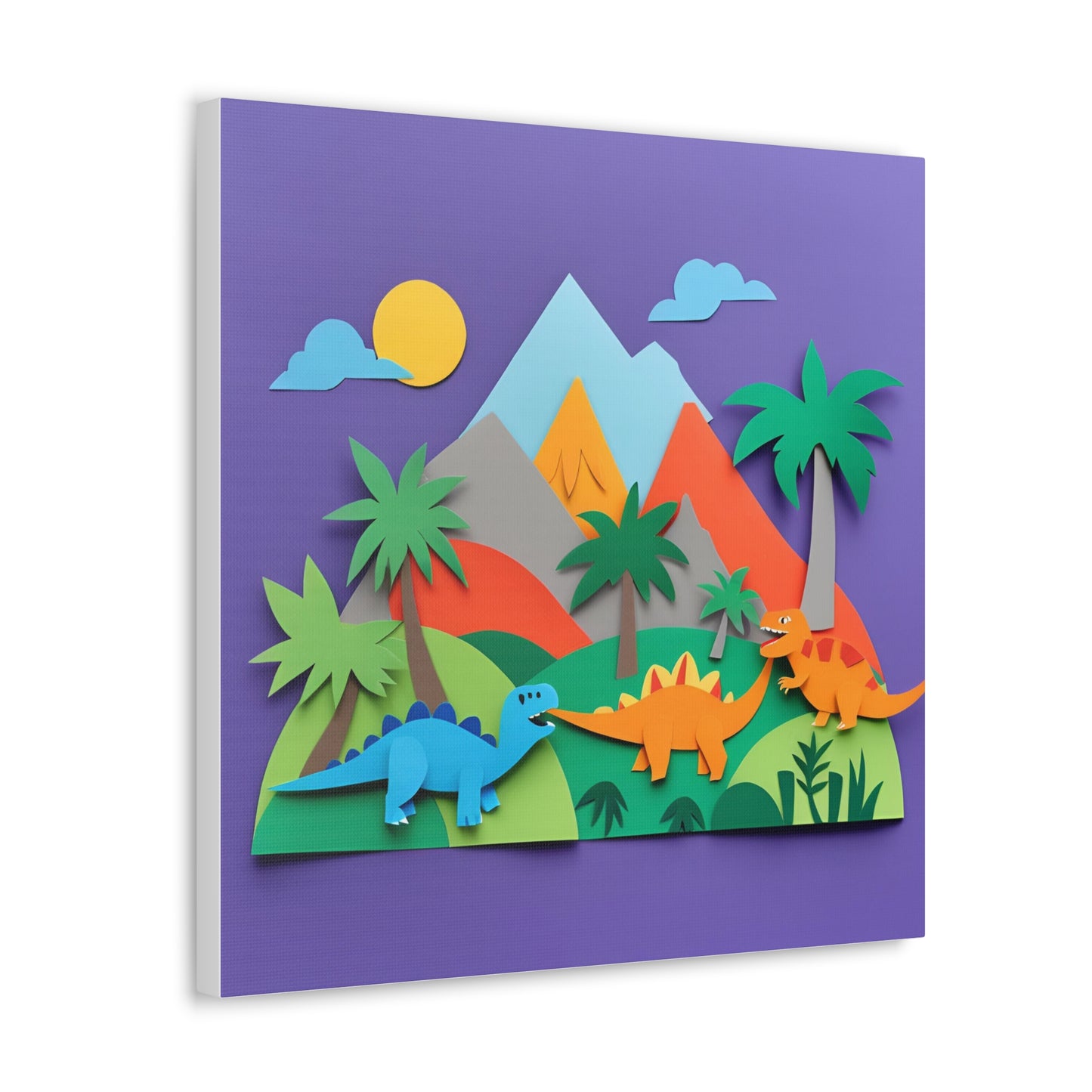 Dinosaur Adventure Canvas Gallery Wraps - Colorful 3D Wall Art for Kids' Rooms