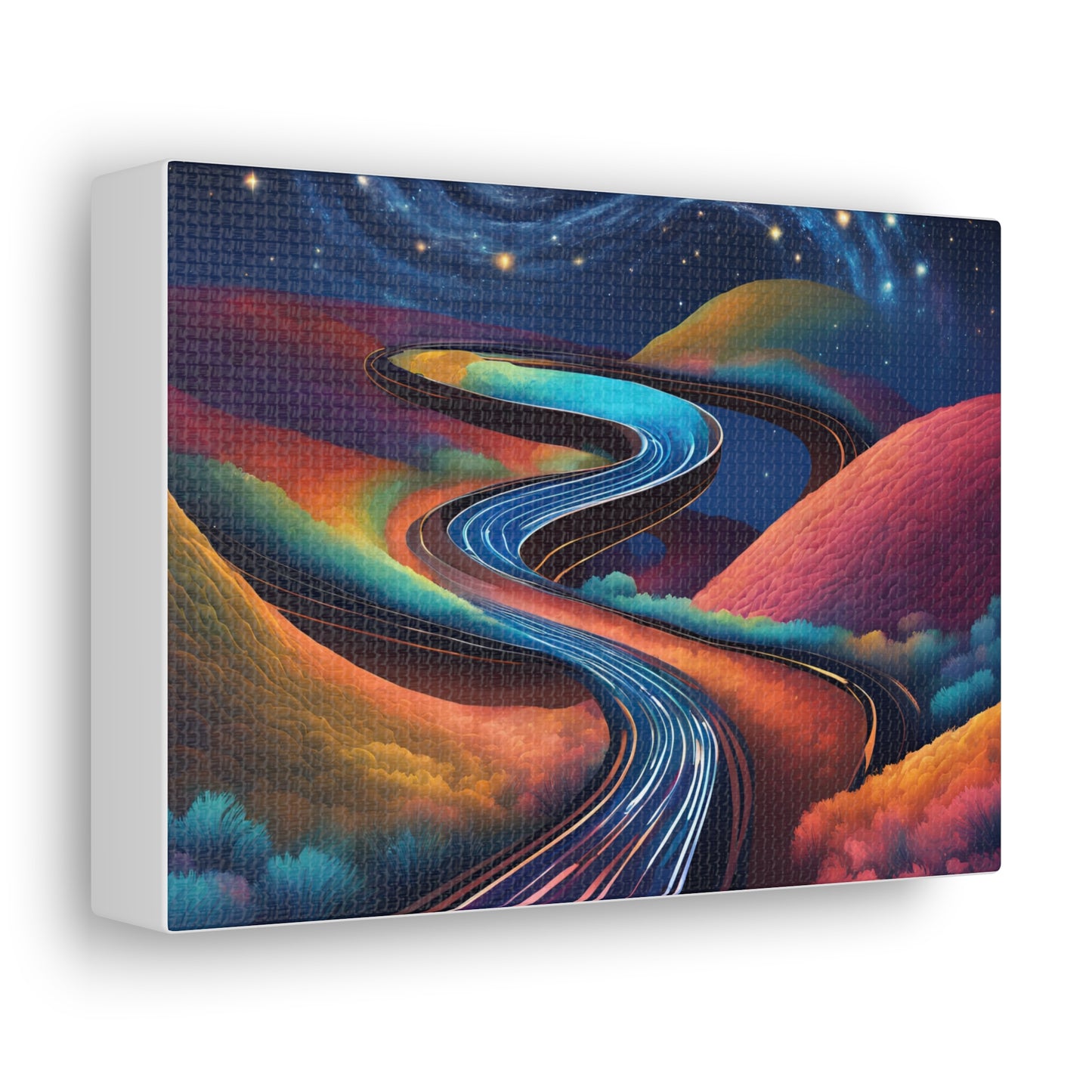 Vibrant Canvas Gallery Wrap - Abstract Roadway Landscape Art "A road twisting and folding into itself like a Möbius strip."