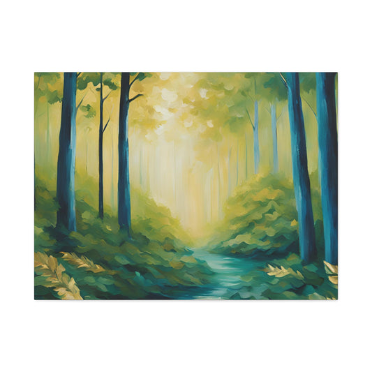 Serene Forest Matte Canvas Wall Art – Tranquil Nature Landscape Print