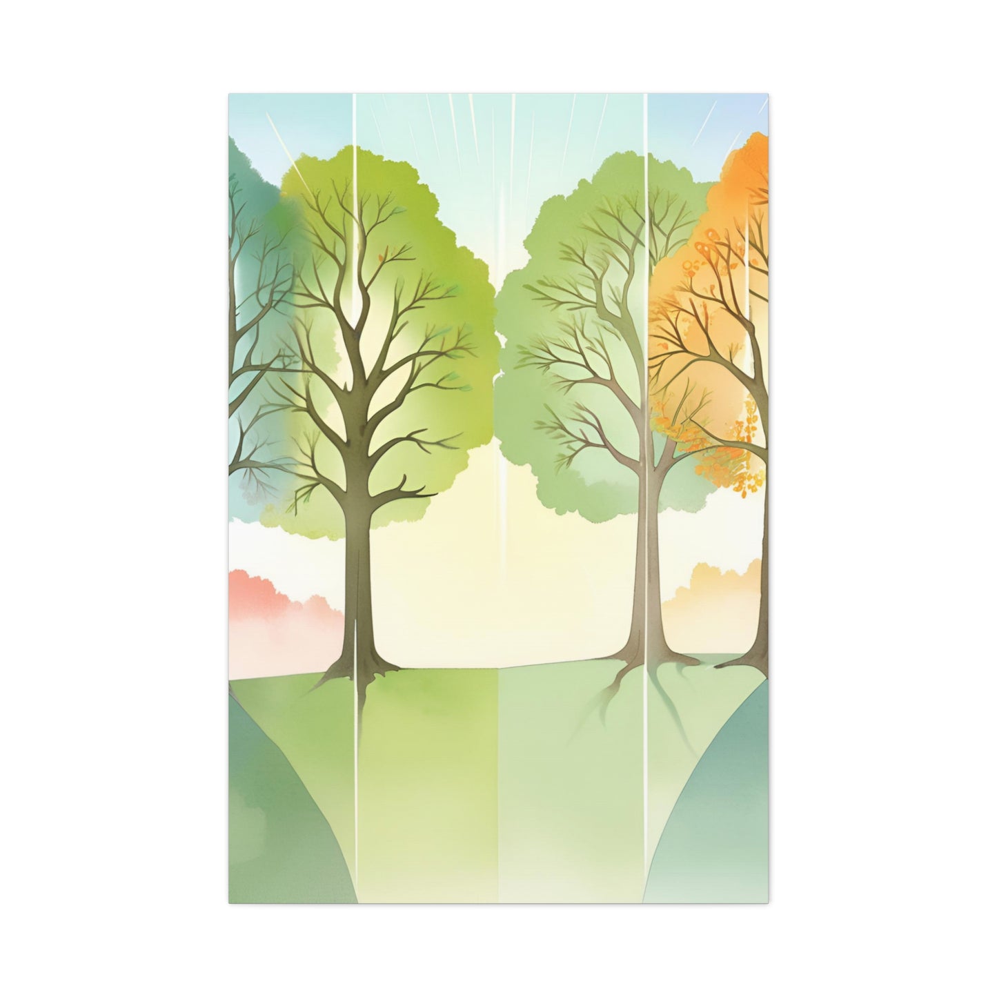 Nature-Inspired Canvas Gallery Wraps - Four Seasons Tree Art for Kids Room