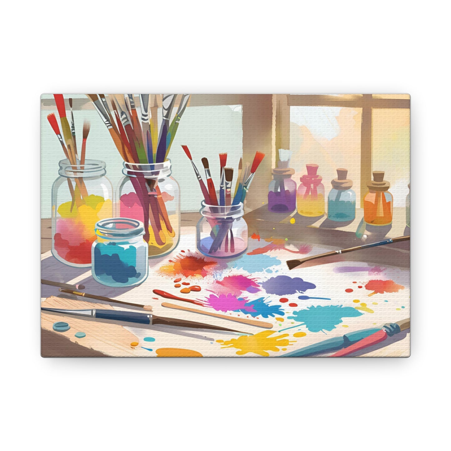 Artistic Canvas Gallery Wraps - Colorful Paint Palette Design for Creative Spaces