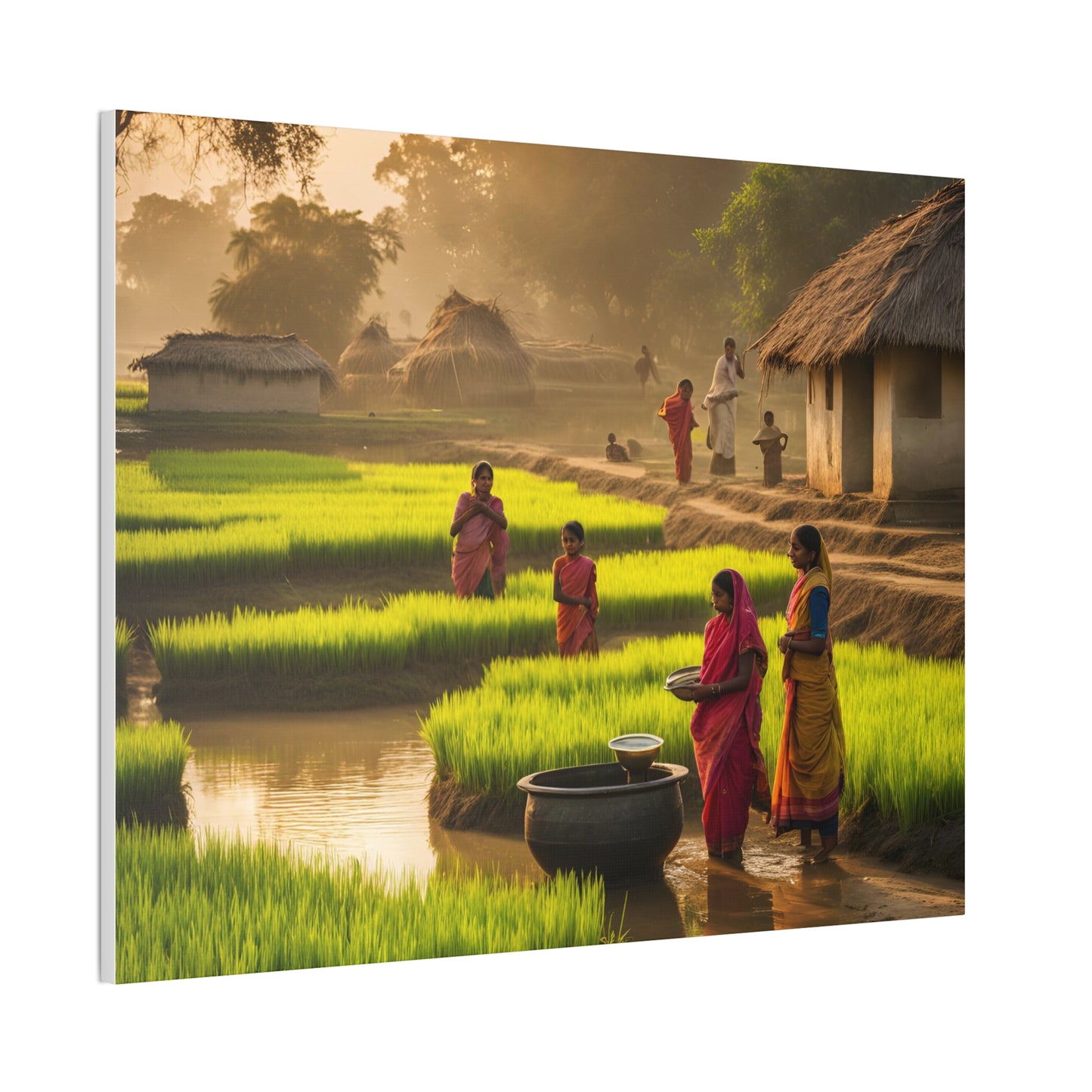 Serene Village Life Canvas Print - Tranquil Rural Scene for Home Decor