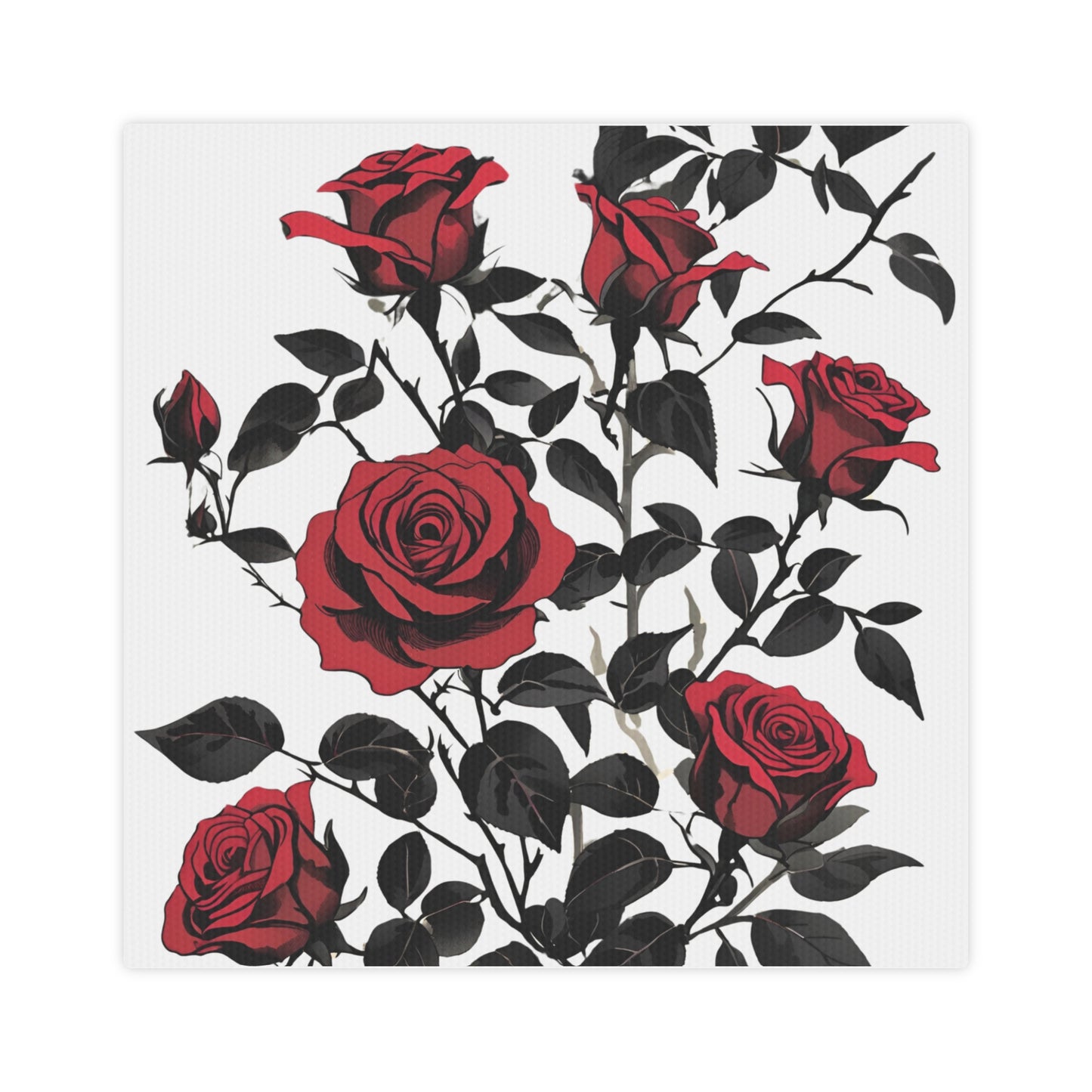 Elegant Floral Canvas Photo Tile - Red Roses Wall Art