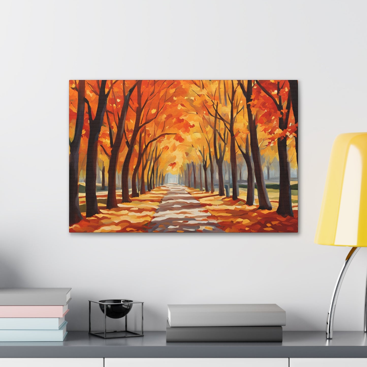 Canvas Wall Art - Autumn Path Canvas Gallery Wrap - Vibrant Fall Landscape Decor