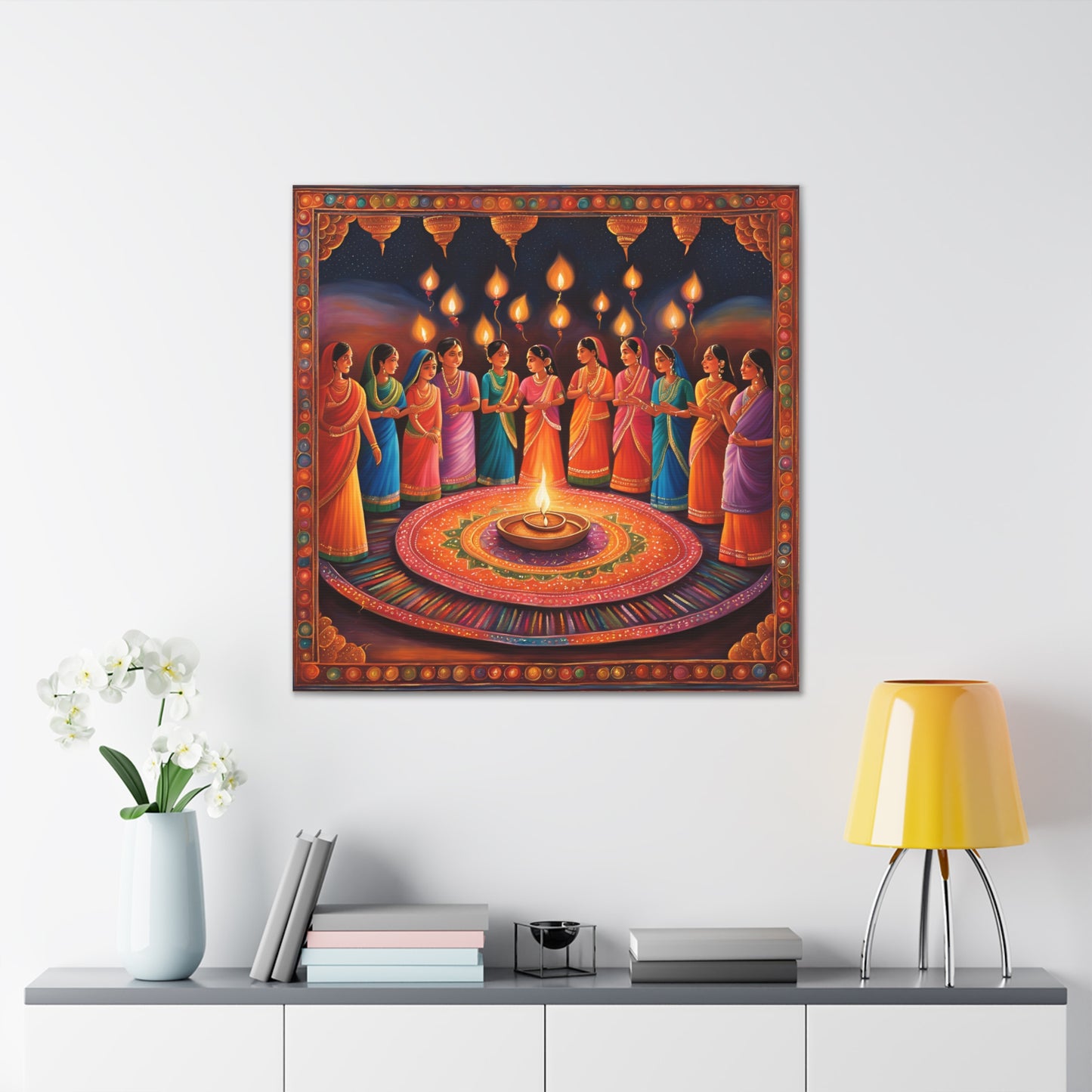 Diwali Celebration Canvas Gallery Wrap - Colorful Art of Tradition and Light