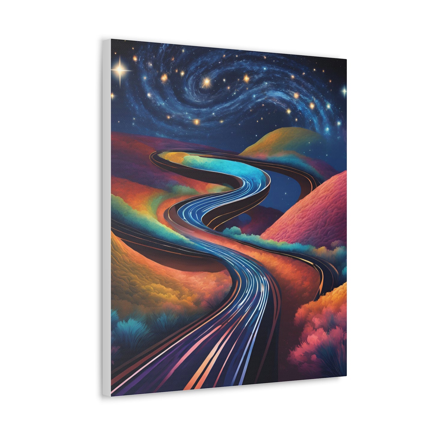 Vibrant Canvas Gallery Wrap - Abstract Roadway Landscape Art "A road twisting and folding into itself like a Möbius strip."