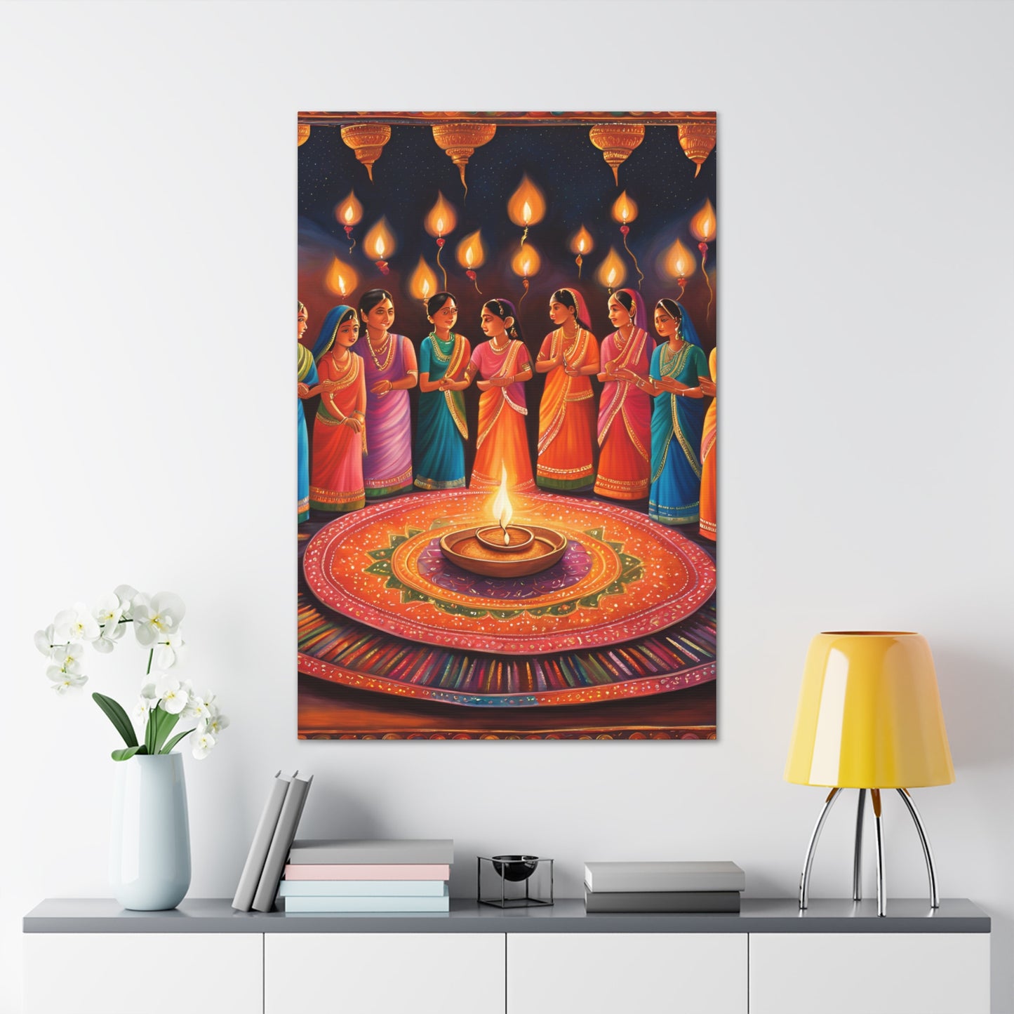 Diwali Celebration Canvas Gallery Wrap - Colorful Art of Tradition and Light