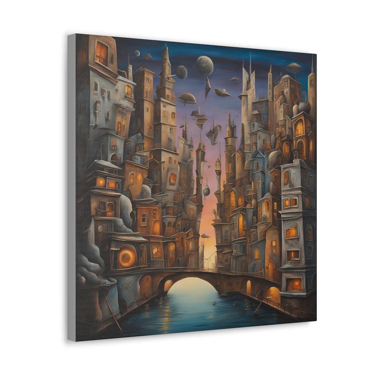 Dreamy Cityscape Canvas Gallery Wraps - Whimsical Wall Art for Home Decor