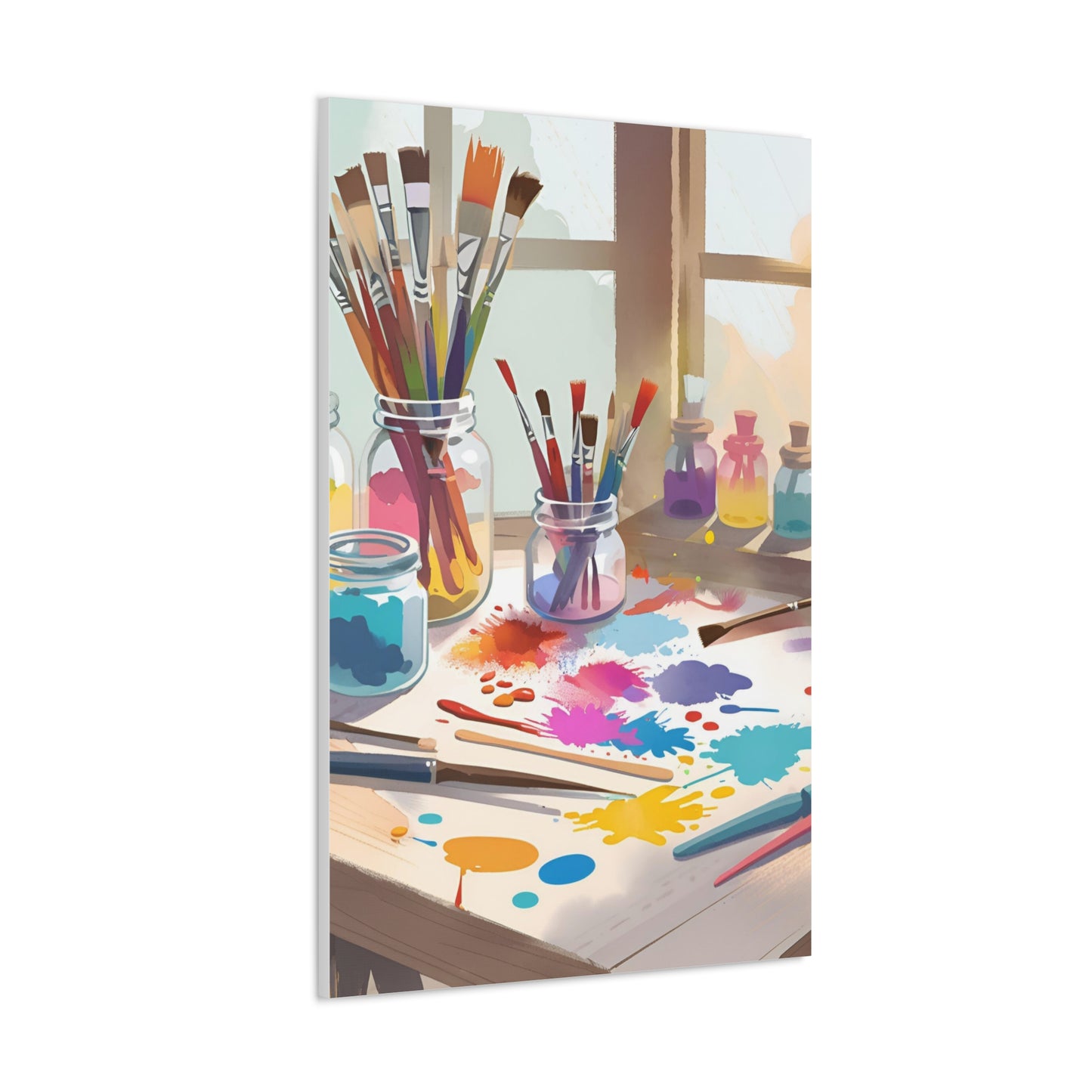 Artistic Canvas Gallery Wraps - Colorful Paint Palette Design for Creative Spaces