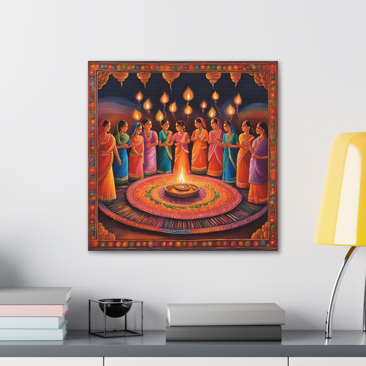 Diwali Celebration Canvas Gallery Wrap - Colorful Art of Tradition and Light