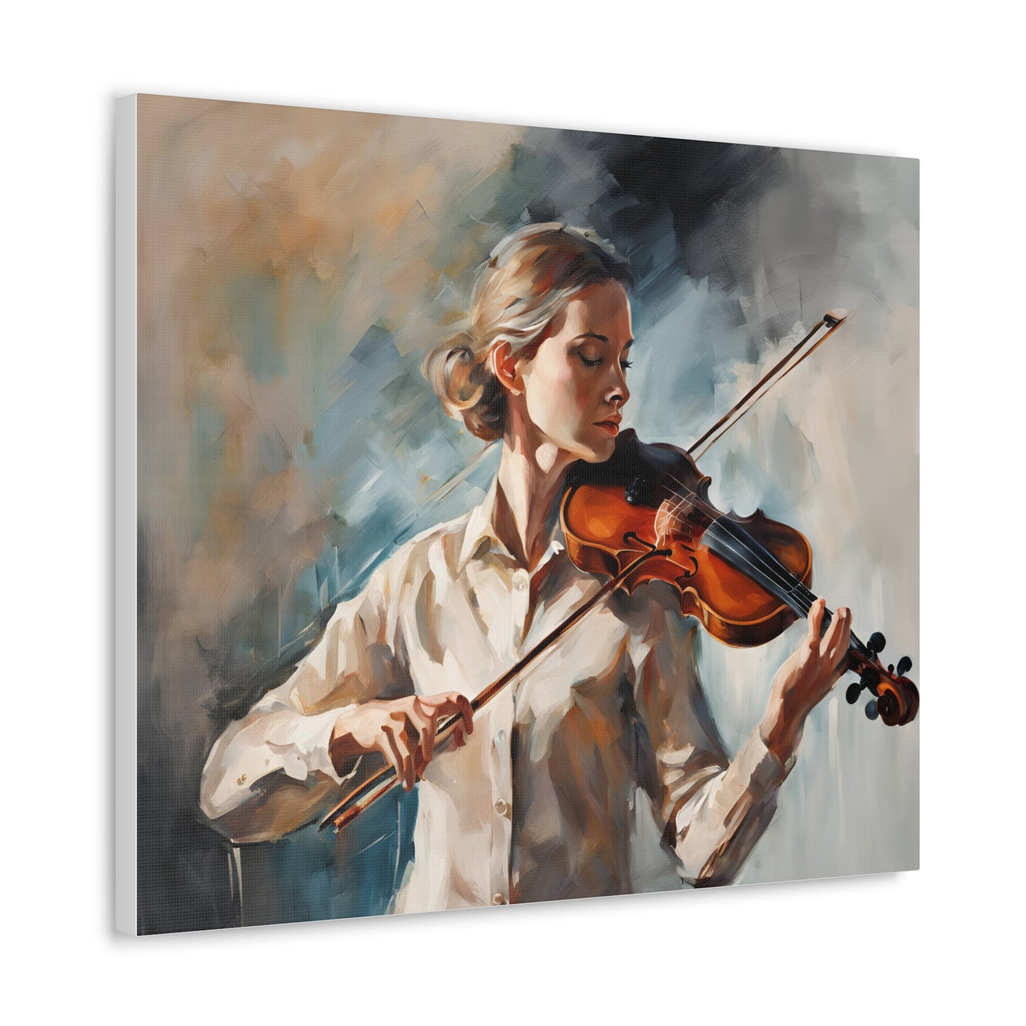 A Musician Playing a Violin Canvas Gallery Wrap - Perfect Wall Art for Music Lovers