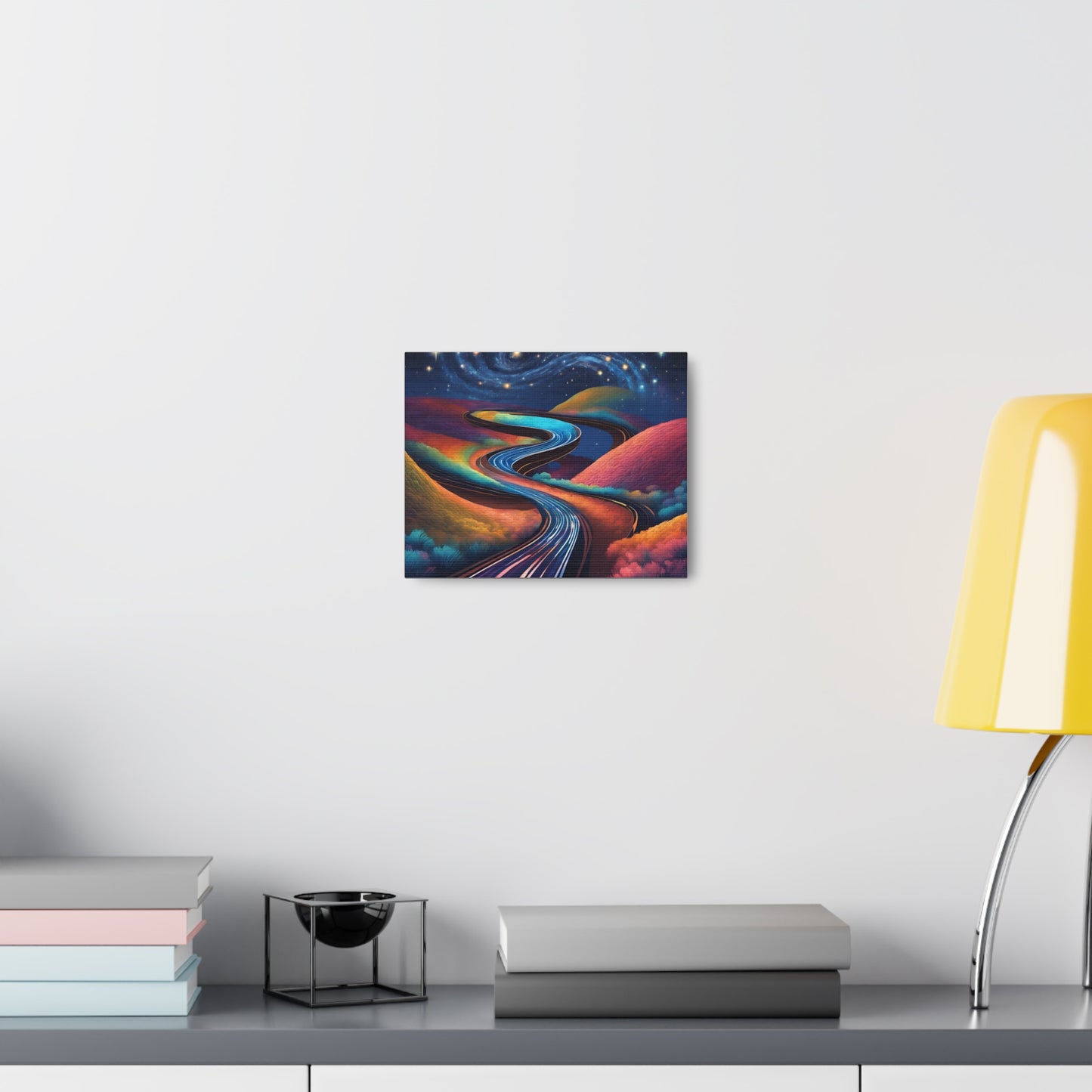 Vibrant Canvas Gallery Wrap - Abstract Roadway Landscape Art "A road twisting and folding into itself like a Möbius strip."