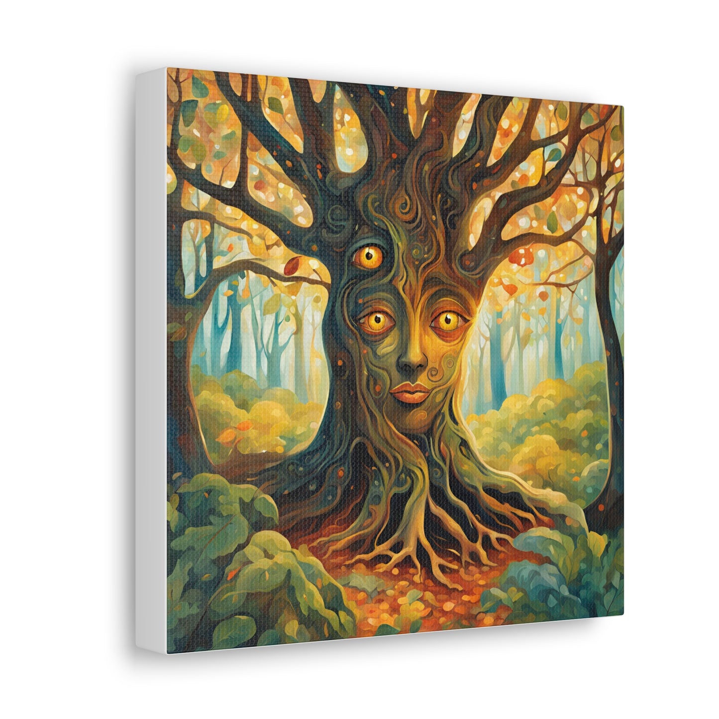 A mysterious tree with blinking eyes hidden in its bark - Nature-Inspired Wall Art for Home Decor