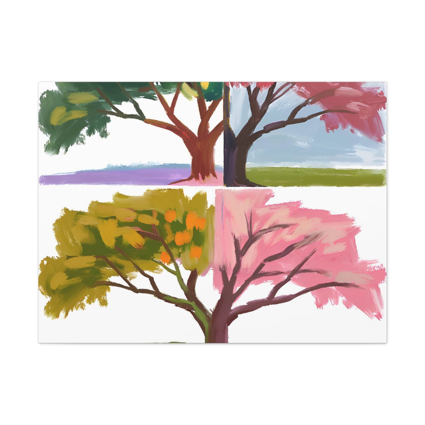 Four Seasons Tree Canvas Gallery Wraps – Nature-Inspired Home Decor